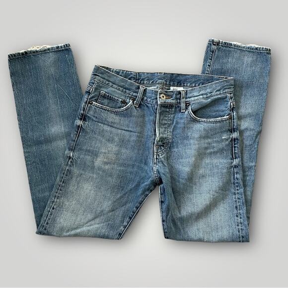 HM MENS BUTTON FLY BOHO WESTERN COTTON WASH STRAIGHT LEG DENIM JEANS 30 X 32
